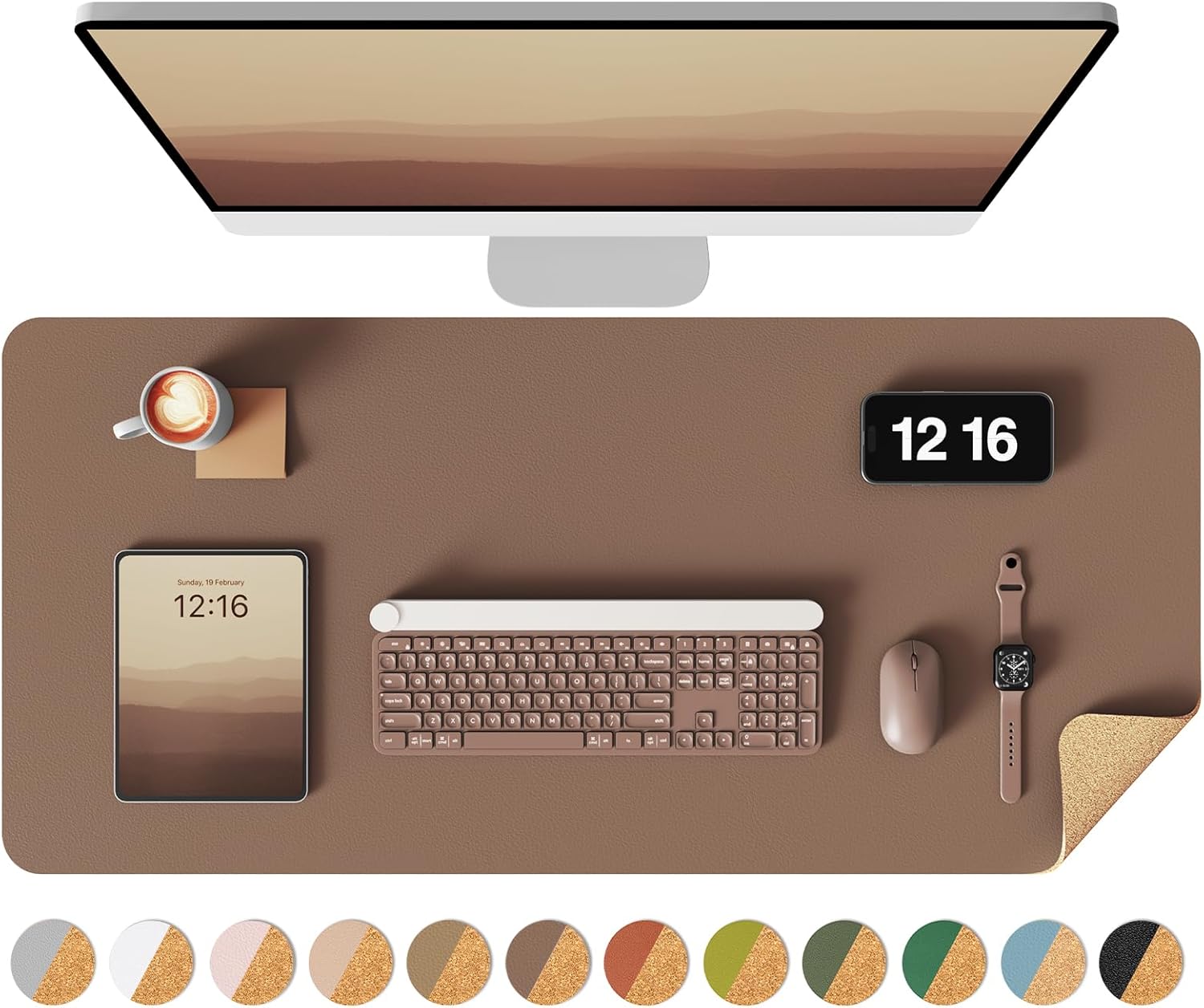 Leather Desk Pad - Double-Sided Desk Pad 31.5x15.7in Leather Desk