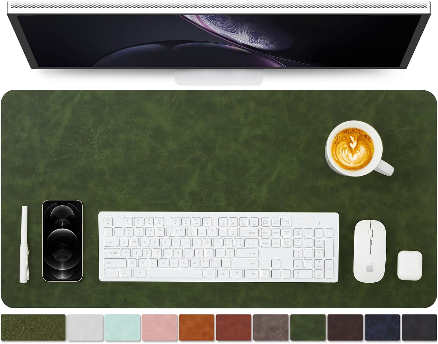 Leather Desk Pad - 31.5x15.7 Inch PU Leather Desk Mat,