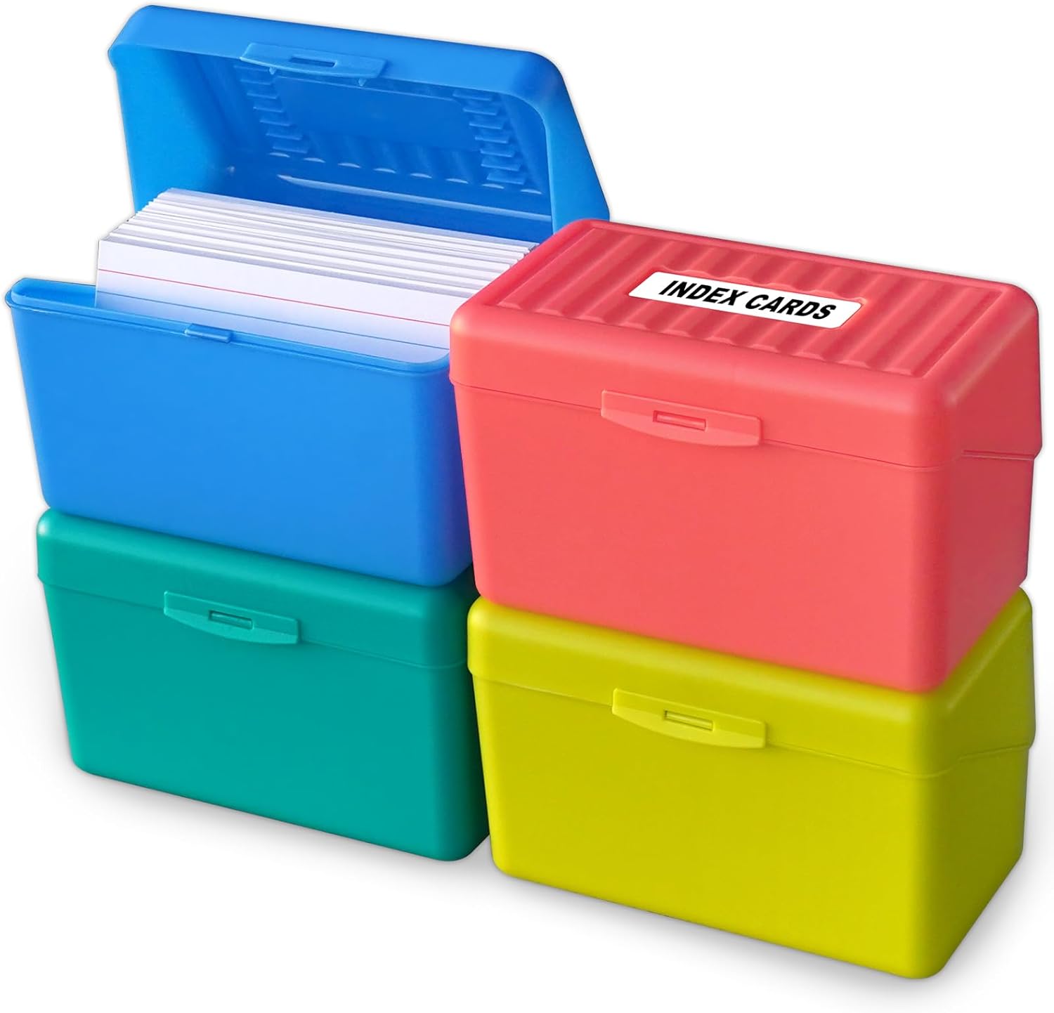 Card Index Box - 4-Pack 3x5 Index Card Holder Box,