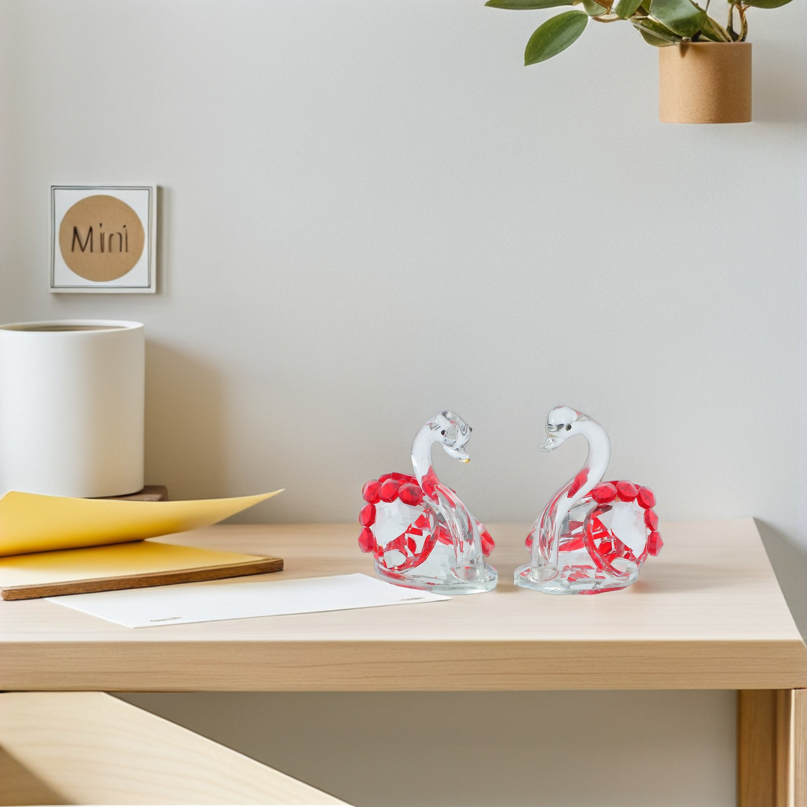 2Pcs Crystal Couple Swan Statu – Paper Weight Crystal Bewertung und Preis